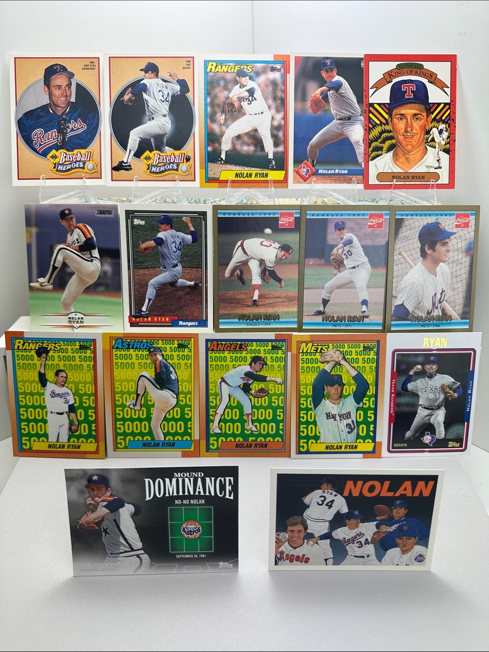 Nolan Ryan vintage lot of 17 (Rangers, Astros, Angels, Mets)